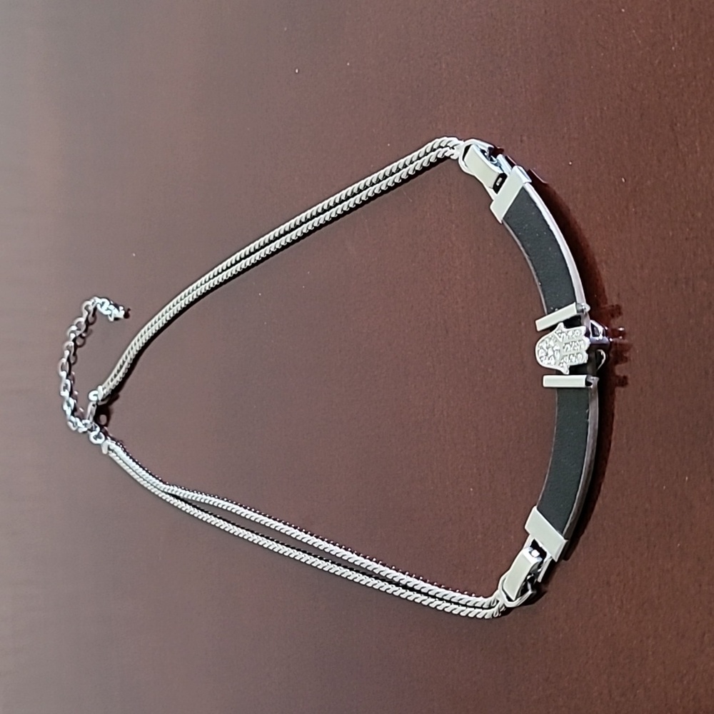 Black and Silver Hamsa Necklace